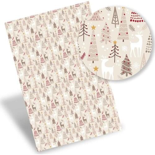 Christmas Faux Leather Sheets Synthetic Leather Printed Vinyl Fabric DIY Handbag Bows Making Material 22*30cm/A4 0.8mm 1pc