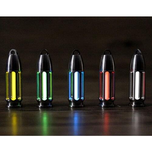 TC4 Titanium CNC EDC Hollow Bullet shape Tritium Tube Self-luminous Pendant Tritium Gas Signal Light Keychain Multi Tools