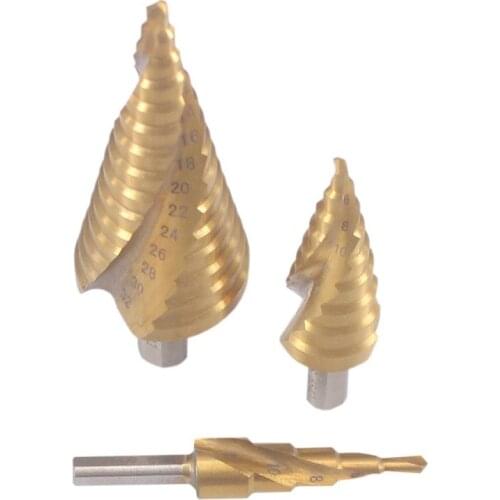 HSS M35 Titanium Step Drill Bits For Metal Wood Hex Shank Stepped Bit 4-12/4-20/4-32 Carpenter Tools Auger Center Drill Hole