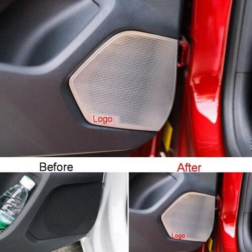 Tonlinker Interior Car Door Speaker Cover case sticker for Peugeot 508L 2018-19 Car Styling 4 PCS Stainless steel Cover sticker