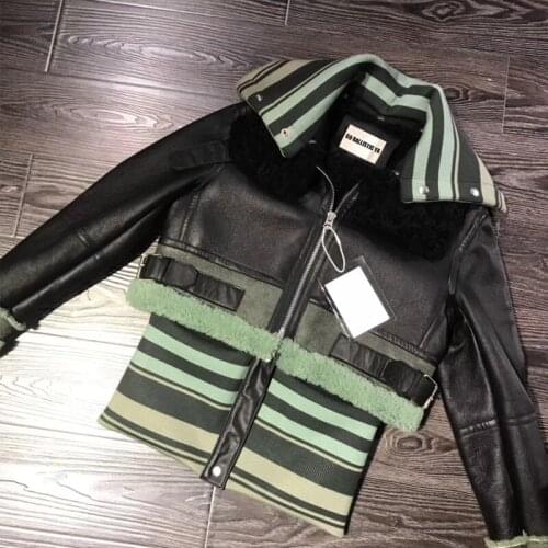 Lambskin shearling ladies real women genuine sheep leather jacket