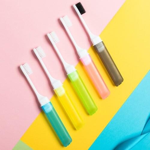 1/2 Pcs Portable Folding Outdoor Travel Camping Adult Superfine Fur Multicolor Toothbrush Foldable Toothbrush Plastic