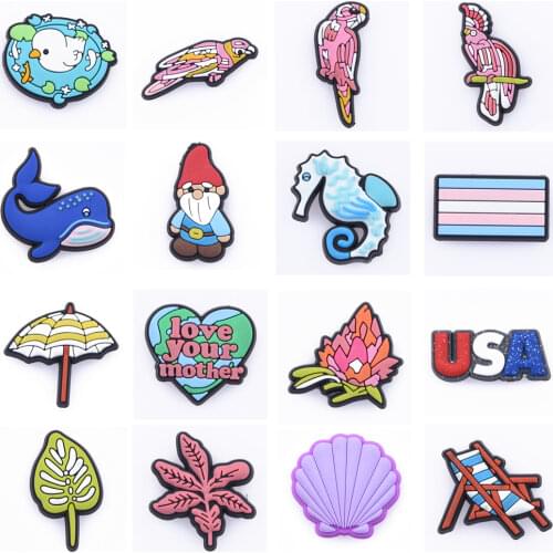 1Pcs Soft PVC Beach Cartoon JIBZ Shoes Charms Decoraative Accessories Shoe Decorate Buckle Boys Kids Gift Croc Charms