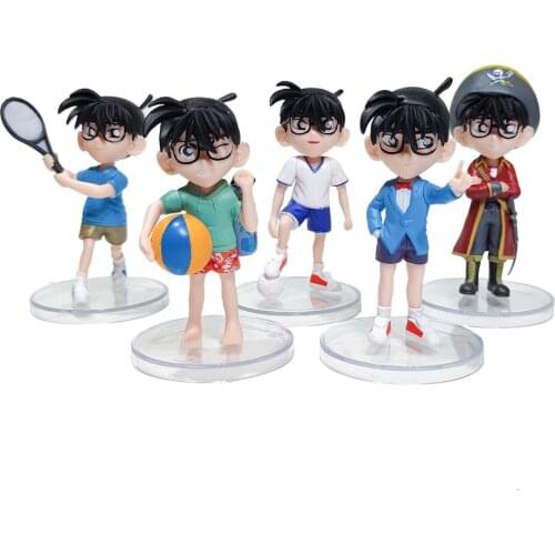 10cm 6th Generation New Conan 5 Picec/set OPP Bag Car Decorations Case Closed Detective Conan Anime Figurines PVC Action Figure