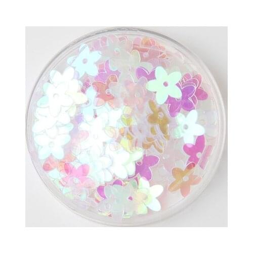 1000pcs/lot 10mm Flat Flowers Five Petal Loose sequins Sewing Wedding Craft Women Kids DIY Accessories Transparent White AB