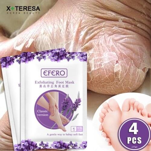 2pairs Exfoliating Foot Masks Pedicure Socks Peeling Mask for Feet Remove Dead Skin Heels Foot Care Whitening Peel Mask for Legs