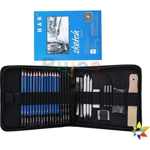 35Pc/set Drawing Sketch Pencil Charcoal Graphite Watercolor Metallic Color Pencil Oil Sketch Painting Coloring Professional Set