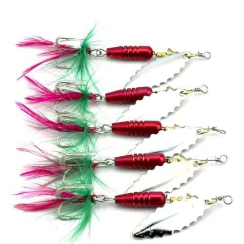 5pcs Artificial Spinner Bait Fishing Lure 7.8cm 8.5g Isca Pesca Fishing Hook Spoon Spinner Bait Metal Sequin Pike Bass Bait