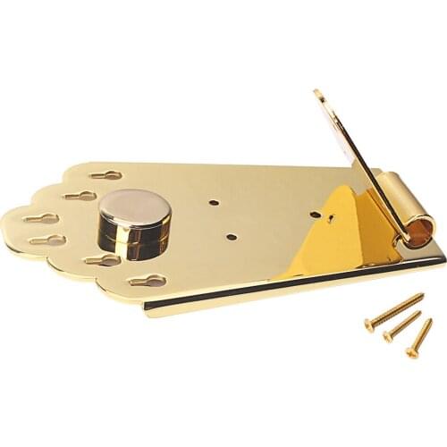 6 Strings Guitar Mandolin Tailpiece Bridge with Mount Screws, Golden