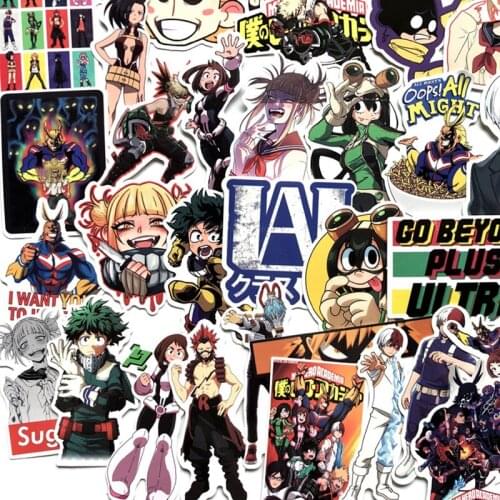 70pcs/pack My Hero Academia Anime Sticker Skateboard Waterproof Trolley Case Laptop Skateboard Stickers Toys Gifts For Kids F4