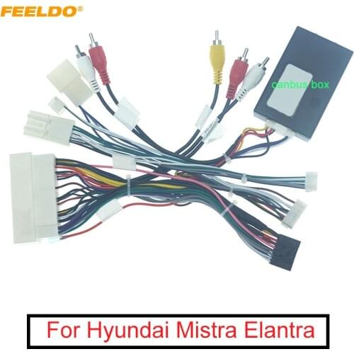 FEELDO Car Audio Android 16PIN Power Wiring Harness Cable Adapter With Canbus Box For Hyundai Mistra Elantra KIA Sorento K3