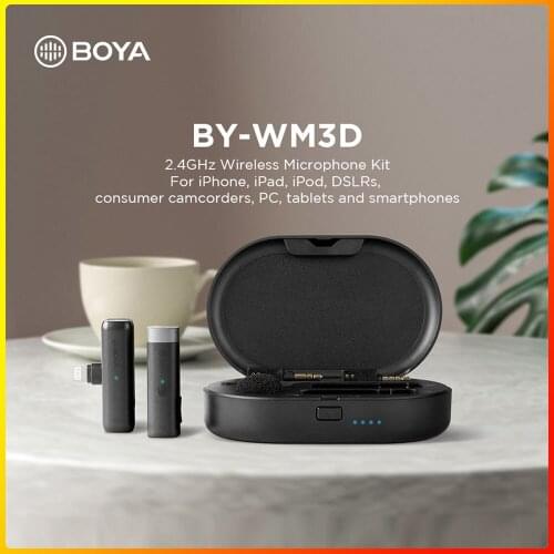 BOYA BY-WM3 2.4G Wireless Mini Microphone for iPhone Lightning Android Type-C 3.5mm Smartphone DSLR Camera Desktop Laptop PC Mic