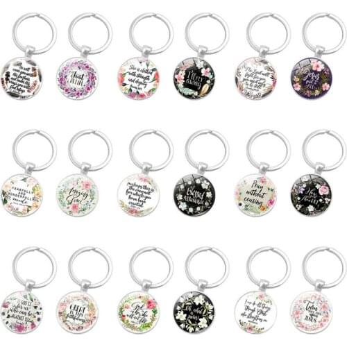 Bible Verse Keychain God Is In Her She Will Not Fall Scripture Quote Jewelry For Women Men Christian Faith Gifts Dropshipping