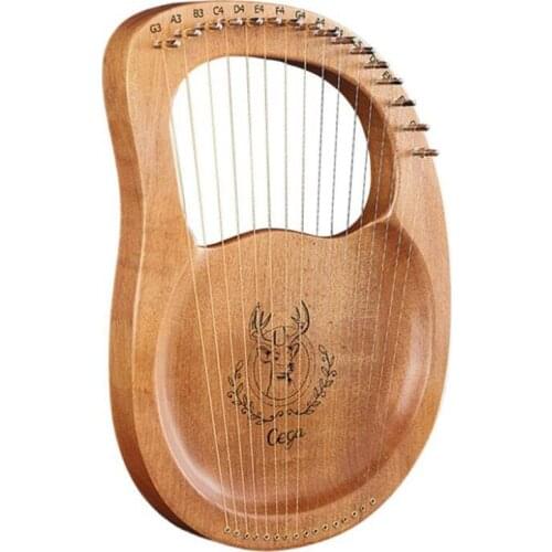 Cega Lyre Harp,16 Metal Strings Harp Mahogany Lyre Harp,Portable Stable Sound Quality Harp for Instrument Lovers
