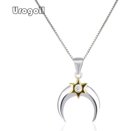 Genuine 925 Sterling Silver Moon Pendant Necklaces For Women Wedding Anniversary Party Silver 925 Necklace Fine Jewelry Gifts