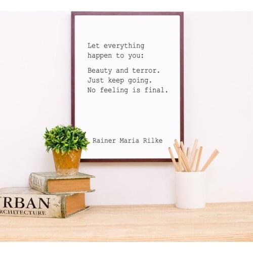 Rainer Maria Rilke Poetry Print Black White Poem Quotes Minimalist Wall Art Canvas Painting Picture Study Office Art Wall Decor