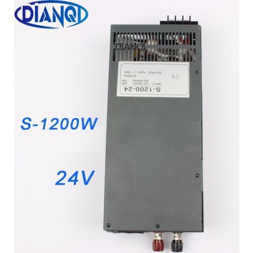 DIANQI S-1200-24 1200W 24V 50A Switching power supply for LED Strip light AC to DC suply input 110v 220v 1200w ac to dc