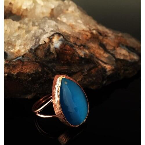 Dr Stone Natural Stone Women 'S Rose Gold Plated Cat 'S Eye Stone Ring KRB247