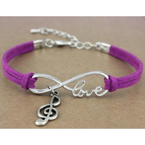 Hot Sale Minimalist Antique Silver Infinity Love Music Lover Treble Clef Charm Womens Bracelets for Women