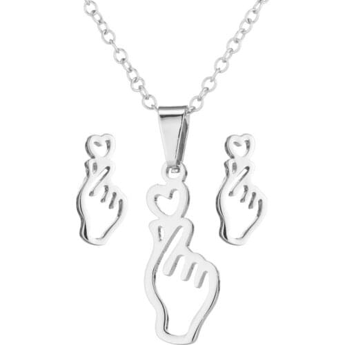 Hfarich New stainless Steel Hand Cute Heart Pendant Necklace Women Boho Acero Inoxidable Joyeria Mujer for Women Girls Keepsake