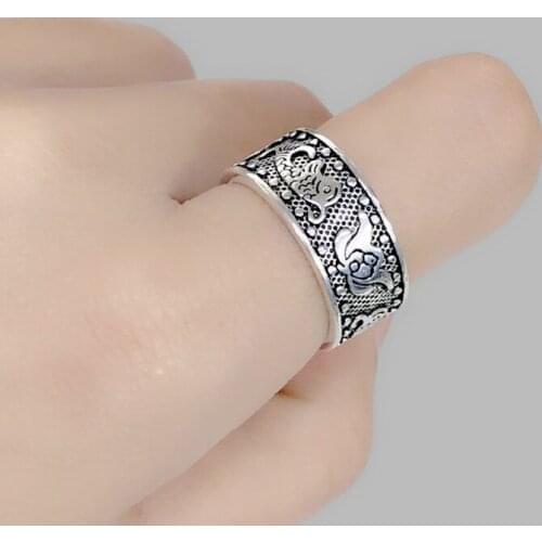 New Arrivals Vintage Lotus Flower Rings For Women Large Adjustable Size Finger Ring Fashion Jewelry