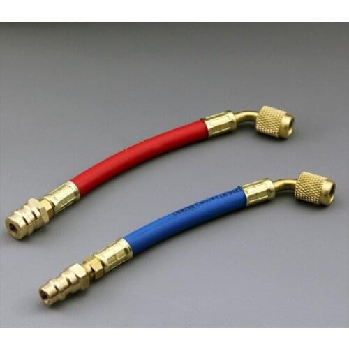 Fixmee 1/4"" SAE R12 to R134a Flex Hose Adapter Set Use R134a Gauges Red High Pressure