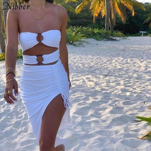 Nibber Summer Cothes For Women Sexy Casual Bra Strapless Dress Hollow Prom Dresses Beachwear Sukienka Hot Wholesale Items
