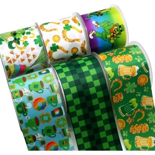 St. Patrick DIY Handmade Materials Grosgrain Ribbon 50 Yard Per Size Printed Ribbon 18986