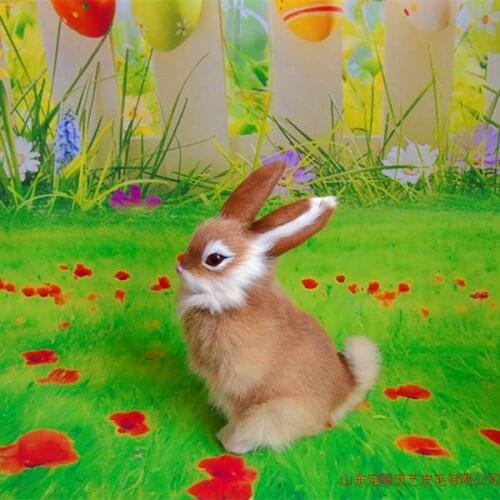 Cute simulation sitting rabbit model toy polyethylene & furs yellow rabbit doll gift about 16x22cm 282