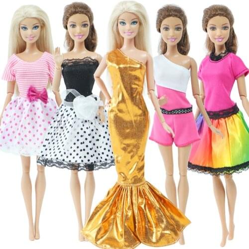 Fashion Design Princess Mix Style Dress Evening Party Gown Colourful Skirt Shirt Pants Accessories Clothes for Barbie Doll Toys