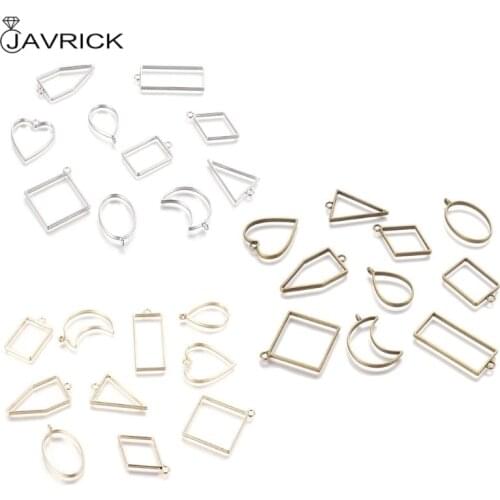 30Pcs/set Geometric Square Diamond Shape Metal Frame Set DIY Epoxy Resin UV Crystal Silicone Molds Jewelry Pendant Making