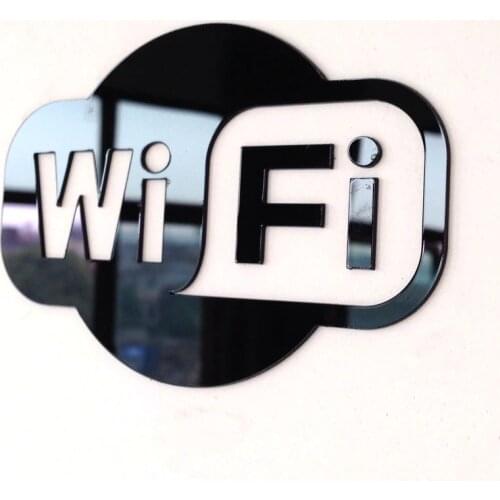 WIFI Sign Sticker for Glass Door Coffee Shop Restaurant Hotels Place of Business Acrylic Mirror Decoration