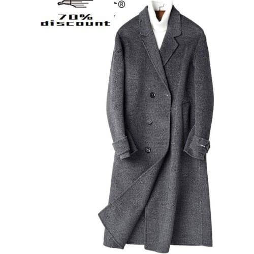 Real 200% Wool Coat Men Long Coat Winter Autumn Double-sided Woolen Coat Jacket Abrigo Hombre Invierno P-S8206Z ZL896