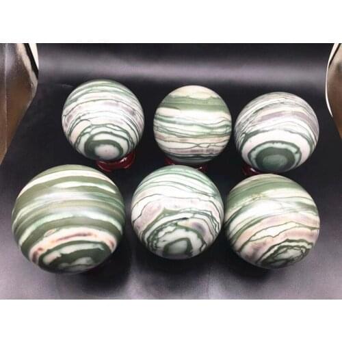 Natural quartz crystal green zebra stone hand-polished balls. Furniture accessories. Christmas gifts. Chakras
