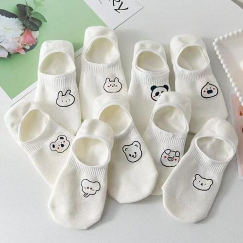 10 pieces = 5 Pairs/lot Rabbit Cow Heart Animal socks Cotton Casual Warm Women Streetwear Cute Funny Socks Short Happy Ankle