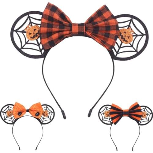 New Halloween Mouse Ears Headband For Kids Festival Spider Bat Hairband Kids Party Hair Accessories Hollow Out