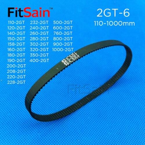 FitSain-2GT 110-220mm rubber belt Width 6mm GT2 timing belt synchronous wheel 3D printer teeth