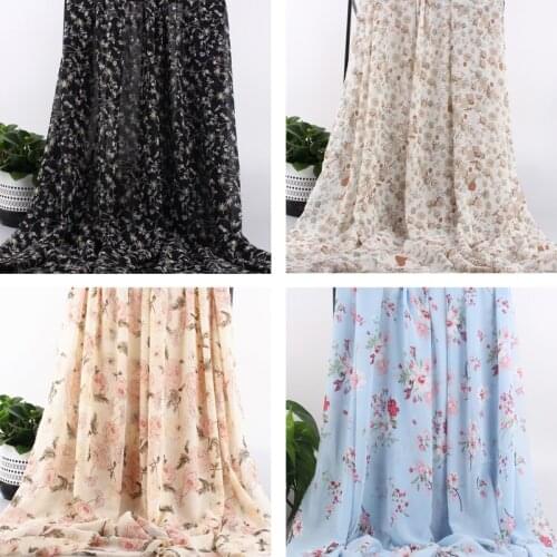 French Floral Daisy Liberty Chiffon Drape Fabric for Quilting Summer Tops Dress DIY Handmade Per Meter