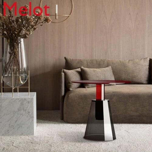 Changeable colorful smart space Nordic small tea table light luxury living room small table high quality glass simple tea table