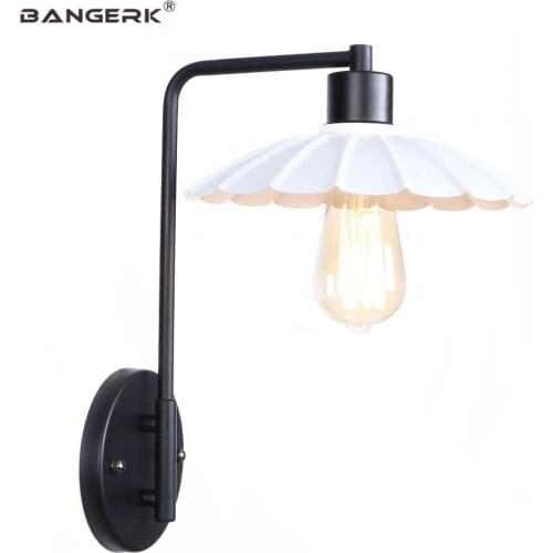 RH Edison LED Wall Lamp Retro Industrial Loft Decor Sconce Wall Lights Bedside Home Indoor Lighting Fixtures Iron Black/White