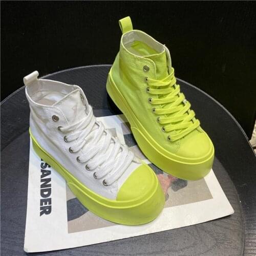 Spring and Summer Thin Women Platform Shoes High-top Student Womens Canvas Shoes All-match