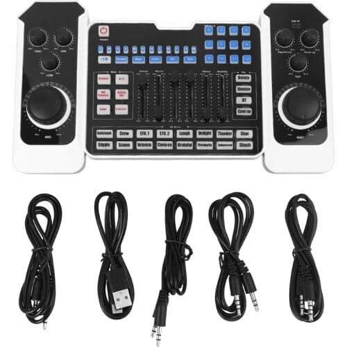 USB Rechargeble Bluetooth Audio Mixer Headset Microphone Webcast Live Streaming Sound Card for Recording Karaoke Singing