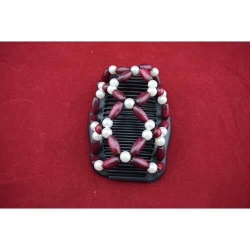 Pearl flower beads Burgundy beads comb 20pcs/lot professional work lady hair accessory classical comb hot sale for woman