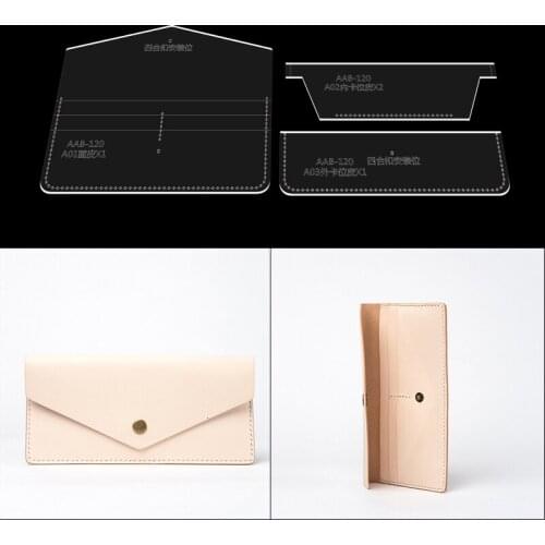 Womens wallet acrylic version hand-held long wallet wallet drawings paper grid diy handmade leather mold template