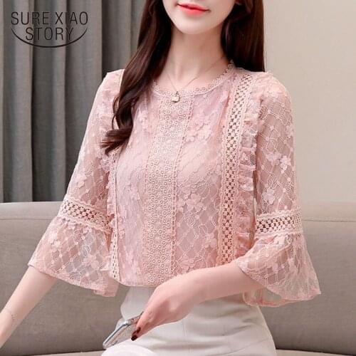 Lady Ladys Short Sleeve Summer 2021 New Round-collar Top with Loose Chiffon Shirts womens tops and blouses white 4505 50