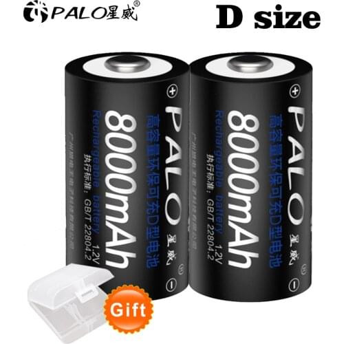 1-8pcs 1.2V ni-mh D size rechargeable battery D 8000mAh nimh high capacity current batteries