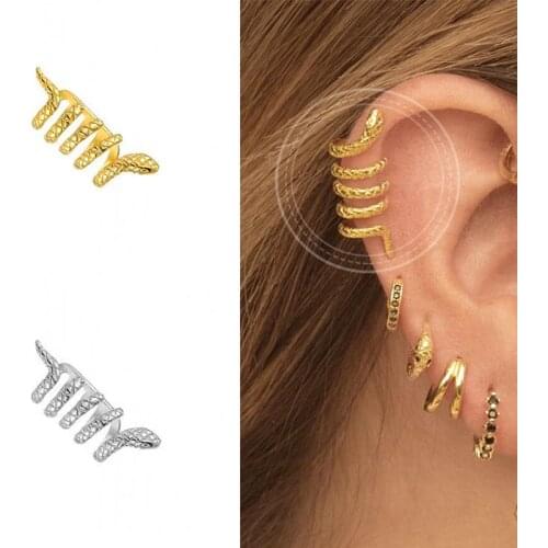 1PC Snake Ear Clips Earrings for Women 925 Sterling Silver Animal Ear Cuff Clip Earrings Caught Fake Cartilage Earring Jewelry