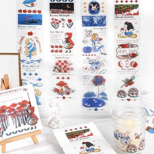 16pcs/LOT fairy tale world series stationery sticker Creative decoration DIY shared outfit tape PET sticker