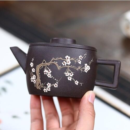 180ML Yixing Purple Sand Black Gold Sand Teapot Teaset Hand Made Plum blossom Kung Fu Zisha Tea Set Tea Ceremony Birthday Gift