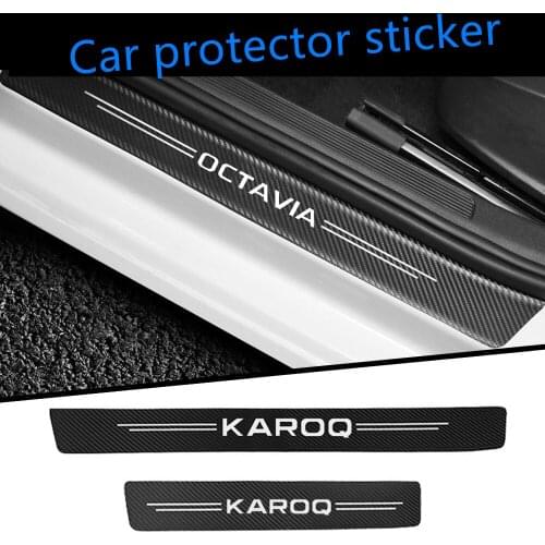 4pcs car accessories interior Threshold Car sticker For Skoda Octavia 1 2 3 a7 a5 FABIA KAMIQ KAROQ RAPID SCALA SUPERB KODIAQ